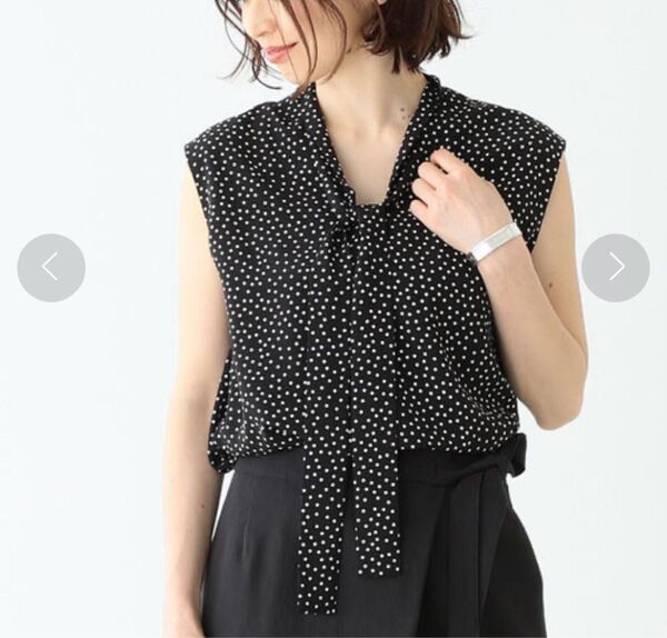 美品 DEMI LUXE BEAMS トップス ノースリーブ ボウタイ ブラウス ドット シャツ