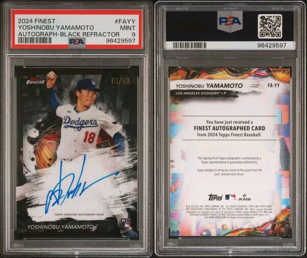 《01/10》2024 TOPPS FINEST□山本由伸 黒リフ直筆サイン BLACK REFRACTOR RC auto