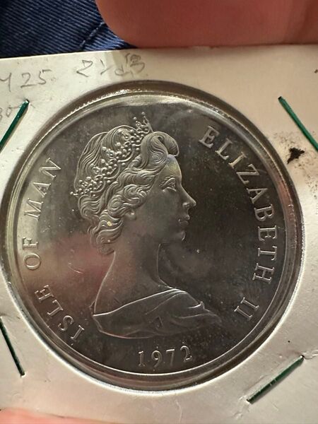 マン島 エリザベス2世成婚25周年記念 25Pence 1972年銘 白銅貨