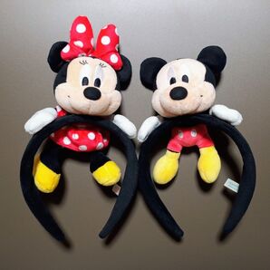 即日発送 ディズニー ぬいぐるみ付きカチューシャ2個ペアセット ミッキー&ミニー 無断転載禁止 廃盤品 ノーマル