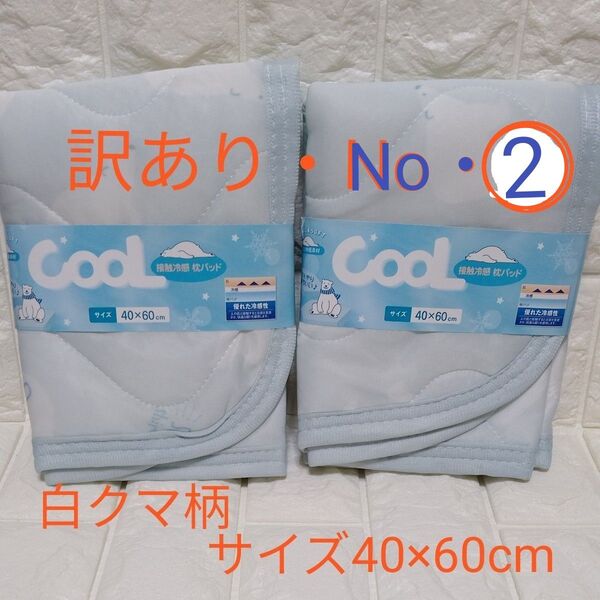 訳ありNO.2 接触冷感 枕パッド枕カバー2枚目セット(黒点あり)白クマ柄