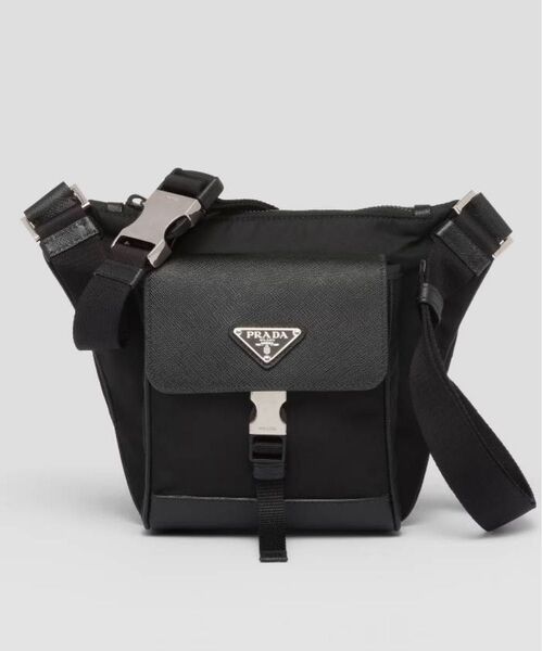 PRADA プラダ RE-NYLON×サフィアーノレザーショルダーバッグ
