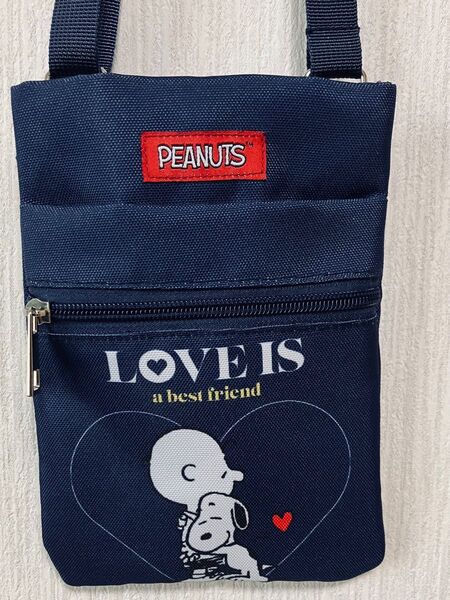 スヌーピー マルチポーチ ショルダー付ポーチ スマホショルダー 新品 サコッシュ peanuts タグ付 ネイビー 紺色