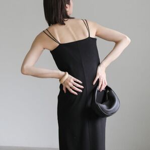 select MOCA ダブルストラップカップ付きリブキャミワンピース ブラック 新品タグ付き