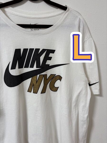 週末セール☆NIKE Nike NYC Tシャツ L ホワイト ニューヨーク限定 ロゴ