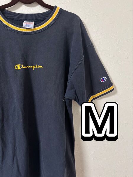 セール☆Champion Tシャツ M ネイビー コットン素材 ヴィンテージ加工 チャンピオン 半袖 ヴィンテージ