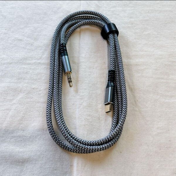 USB C to 3.5mm 変換ケーブル 1.2M AUX ケーブル グレー