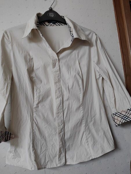 BURBERRY BLUE LABEL 七分袖シャツ ベージュ ノバチェック