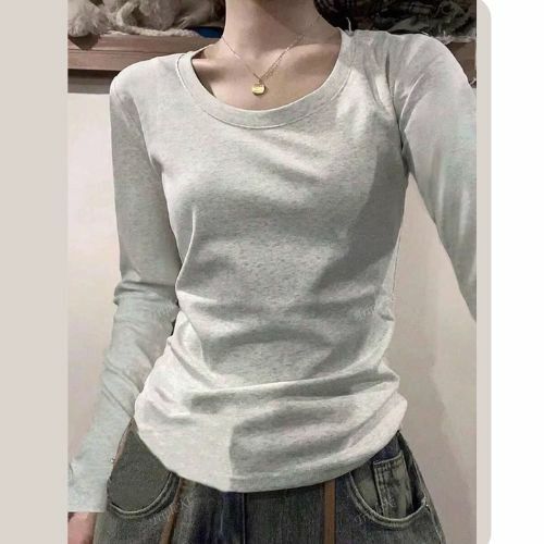 アメリカン スタイル スリムフィット クルーネック レディース Tシャツ カジュアルファッション レディース グレー146231