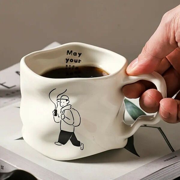 手描き文字入り 断熱セラミック コーヒーマグ ギフト プレゼント シンプル お洒落 デザイン ホワイト792044