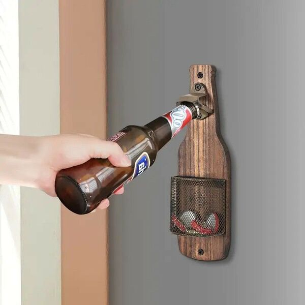 壁掛け式 多機能 バーツール ラスティック 木製 ビールボトルオープナー 家庭 レストラン インテリア381322