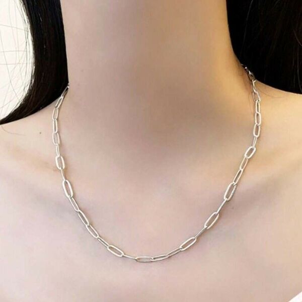 ペーパークリップスタイル ネックレス ゴシック パンクユニセックスデザイン シルバー ステンレス アクセサリー259394