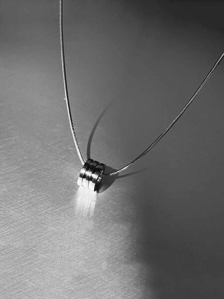 メンズ サークル装飾ネックレス ステンレス ジュエリー スタイリッシュ アイテム アクセサリー カジュアル シルバー485133