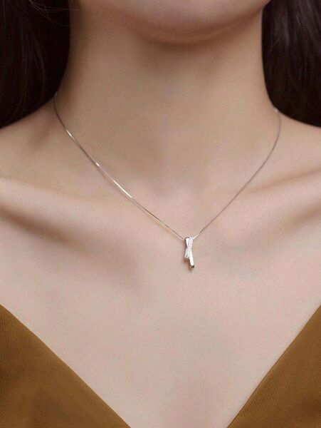 ファッション キュービック ジルコニア 幾何学 ペンダント ネックレス 女性用 レディース 日常アクセサリー シルバー765128