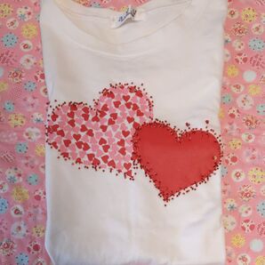 ★ハートビーズTシャツ size42 イトキン