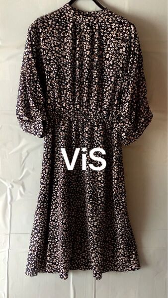 Vis 花柄 ロングワンピース ネイビー
