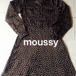 moussy 花柄 ひざ丈 ワンピース Aライン