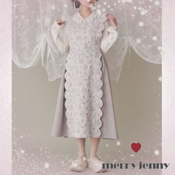 【merry jenny】スカラップコンビワンピース■メリージェニー■