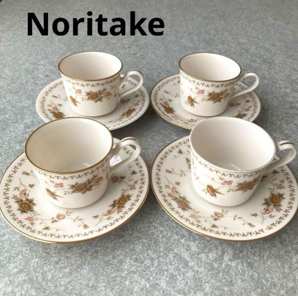 Noritake ノリタケ カップ ソーサー 金縁 花柄 デミタス コーヒーカップ 4脚