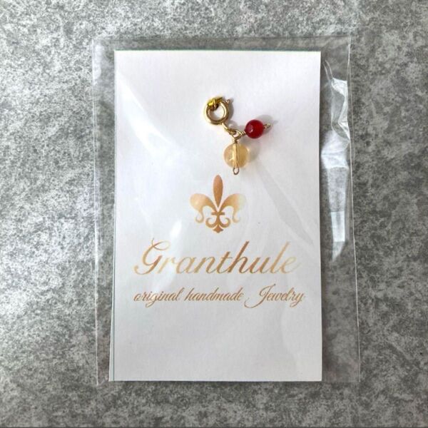 Granthule ハンドメイド チャーム レッド クリア