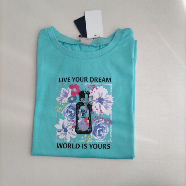 150★アナスイミニ 香水プリントカットソー 半袖Tシャツ 緑