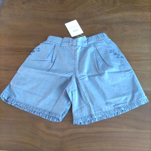 150☆BeBe べべ 裾フリルショートパンツ ショーパン 紫