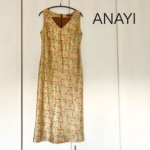 ANAYI ノースリーブワンピース ペイズリー柄 イエロー系