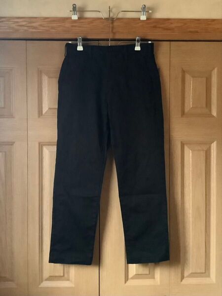 UNIQLO ②メンズストレッチチノパン W73cm 股下66cm 黒ブラック ストレート ボタン ファスナー ユニクロ