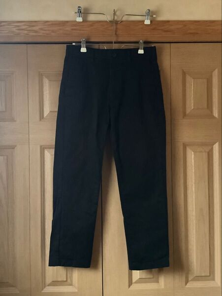UNIQLO ①メンズストレッチチノパン W73cm 股下66cm 黒ブラック ストレート ボタン ファスナー ユニクロ