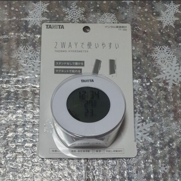 タニタ TT-585 WH ホワイト 温湿度計 温度 湿度 デジタル 時計付き 卓上 マグネット