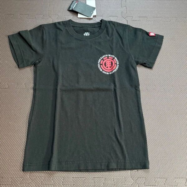 エレメント Tシャツ キッズ 子供 130 ロゴ 半袖 ブラック プリント 子ども