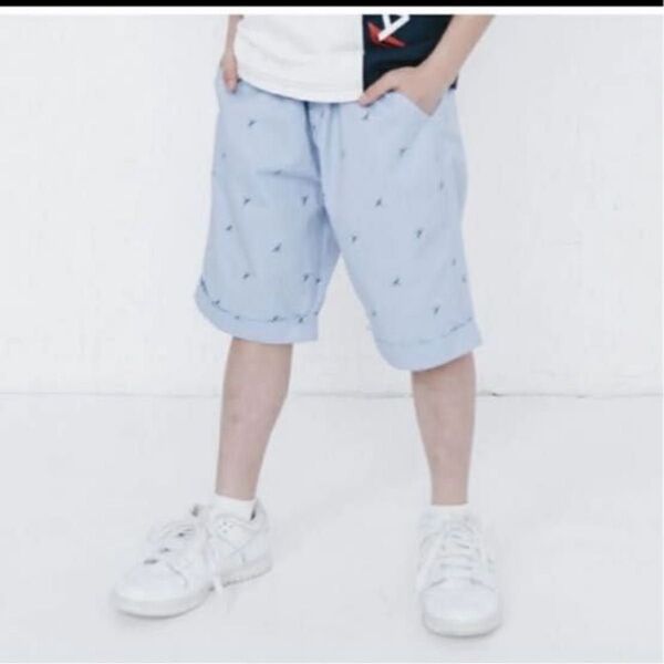 ノーティカ キッズ ショートパンツ 半ズボン 140 ブルー ロゴ 男の子 柄