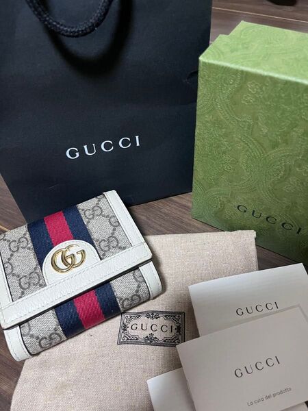 美品グッチ GUCCI 財布 二つ折り オフィディア ウォレット GGスプリーム