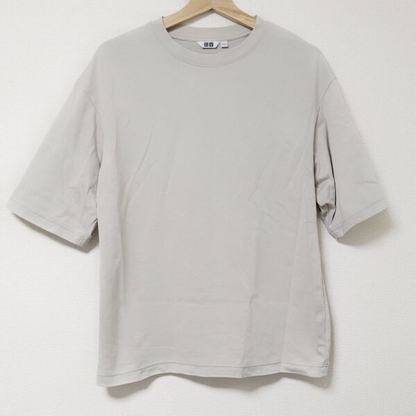 美品「UNIQLO エアリズムコットンオーバーサイズTシャツ(5分袖)」 L ユニクロ