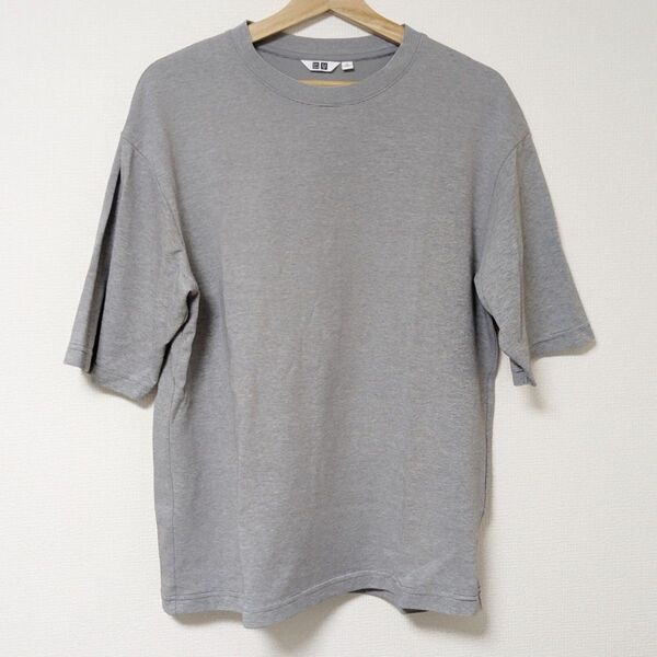 美品「UNIQLO エアリズムコットンオーバーサイズTシャツ(5分袖)」 L ユニクロ