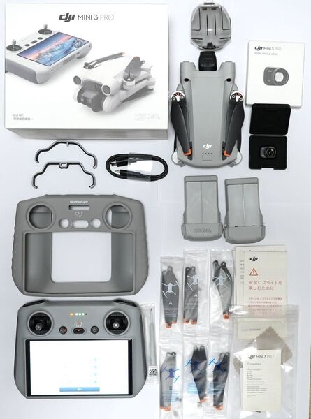 DJI MINI 3 PRO 飛行時間0 Plusバッテリー 大容量 広角レンズ プロペラ2組 送信機カバー モニター付