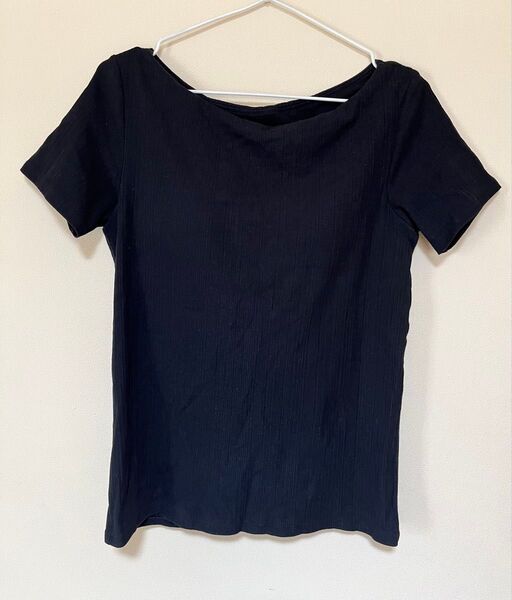 トップバリュー ブラパット付きTシャツ ノンワイヤー オーガニックコットン LL カットソー トップス Tシャツ 半袖 黒
