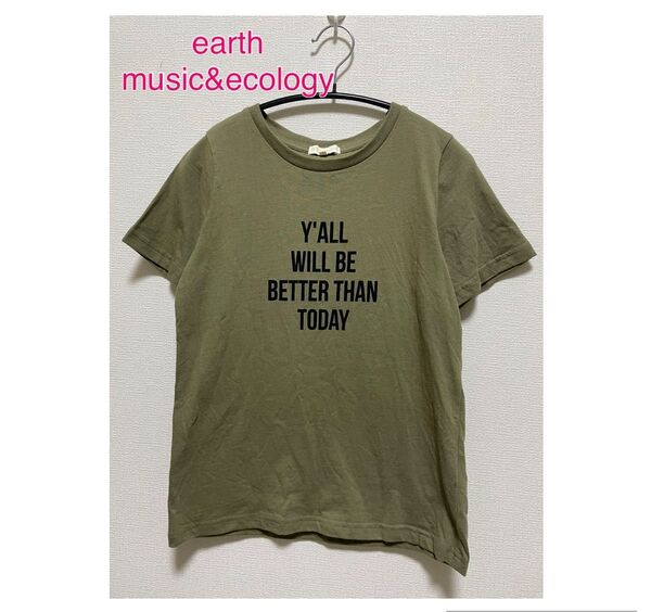 earth music&ecology 半袖Tシャツ オーガニックコットン くすみグリーン