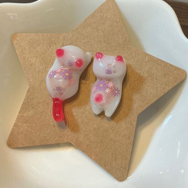 猫ちゃんピアス ハンドメイド