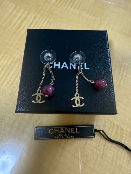 CHANEL シャネル イヤリング ココマーク レッド系 ヴィンテージ