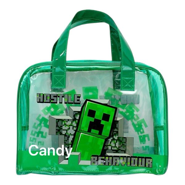 マイクラ クリーパー プールバッグ ビーチバッグ ビニールバッグ ボストン タグ付き