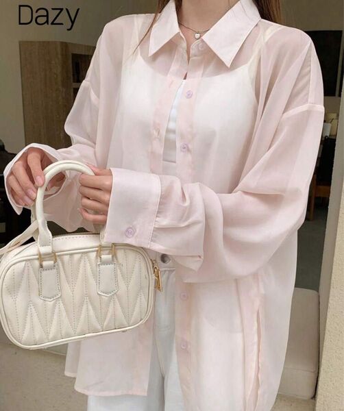 長袖ブラウス シアーシャツ Mサイズ 新品 韓国 紫外線対策 UVカット