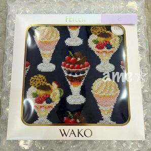 新品 ◎ FEILER × WAKO コラボ 限定 ハンカチ navy 紺色