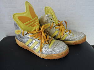 ★adidas×JEREMY SCOTT シルバー× 黄色　 JSLOGOスニーカー（ 27.5）アディダス　ジェレミースコット