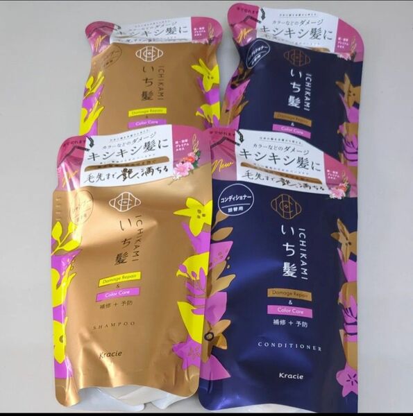 いち髪 ダメージリペア&カラーケア シャンプー+ コンディショナー 詰替用 各2個 合計4個セット