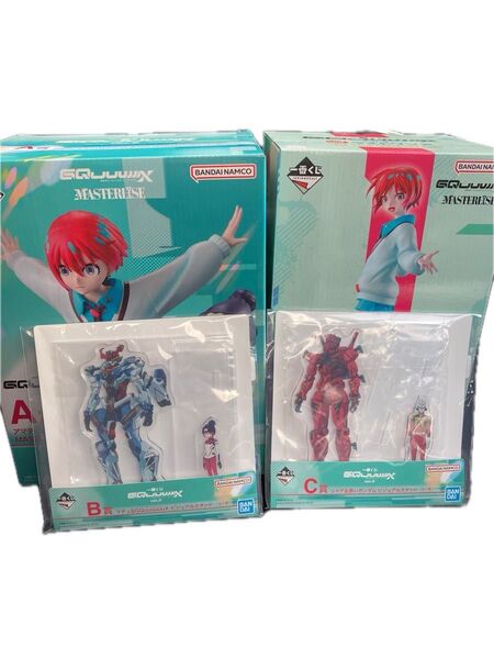 一番くじ機動戦士ガンダムジークアクスA賞マチュ&ハロ、BC賞ビジュアルスタンド、ラストワン賞フィギュアセット未開封品