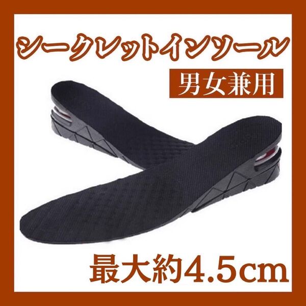シークレットインソール 中敷き 身長アップ 男女兼用 プラス4.5cm 調節可能