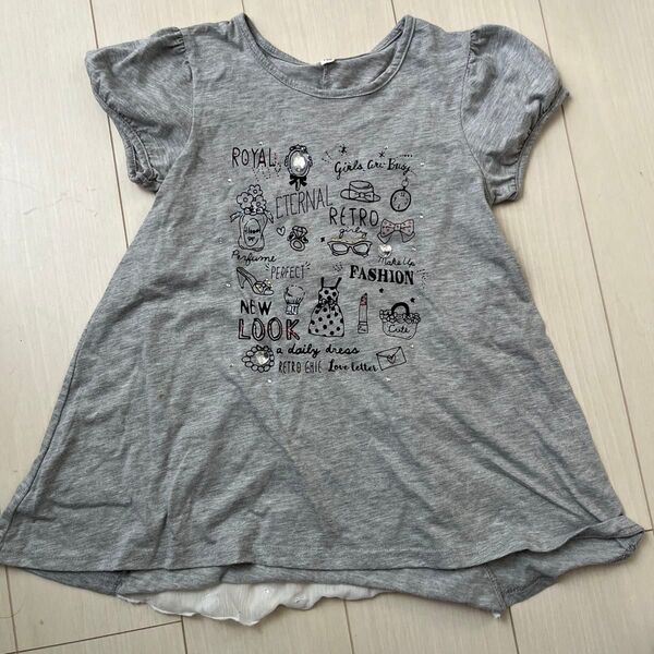 半袖Tシャツ チュニック グレー 140 カットソー 子供服 トップス 女の子