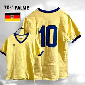 70s 西ドイツ製 PALME サッカー ユニフォーム Vネック Tシャツ 半袖 ヨーロッパ 古着 ヴィンテージ ビンテージ