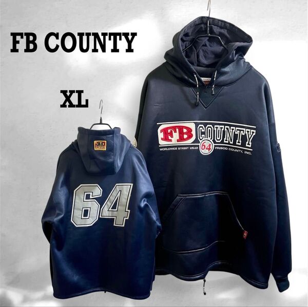 FB COUNTY エフビーカウンティ パーカー フーディ XL 大きいサイズ HIPHOP チカーノ ネイビー プルオーバー